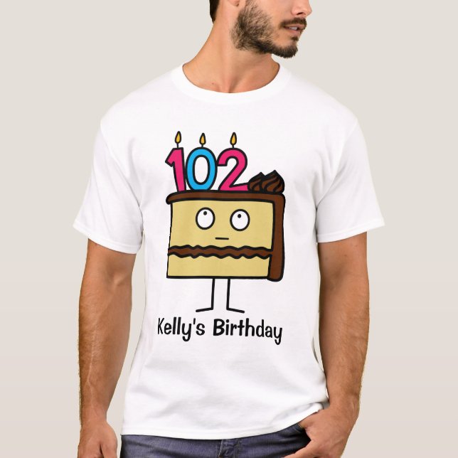 102nd Birthday Cake with Candles T-Shirt (Front)