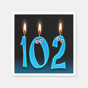 102nd birthday candle with eyeballs napkin