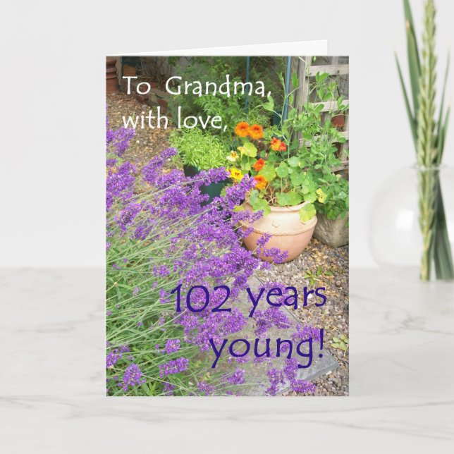 102nd Birthday Card for Grandmother - Flowers (Front)