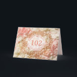 102nd Birthday card for sister, pearls and petals<br><div class="desc">102nd birthday greetings for sister with pearls and petals. A beautiful way to wish your sister a happy birthday. Pink pearls lie an a bed of pink and white petals. A very feminine card for a woman. Celebrate a sister's birthday with petals and pearls. A really elegant card to give...</div>