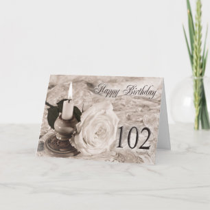 102nd Birthday card with an antique rose