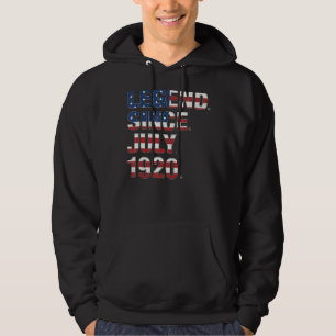 102nd Birthday Legend Since July 1920 Usa Flag 102 Hoodie
