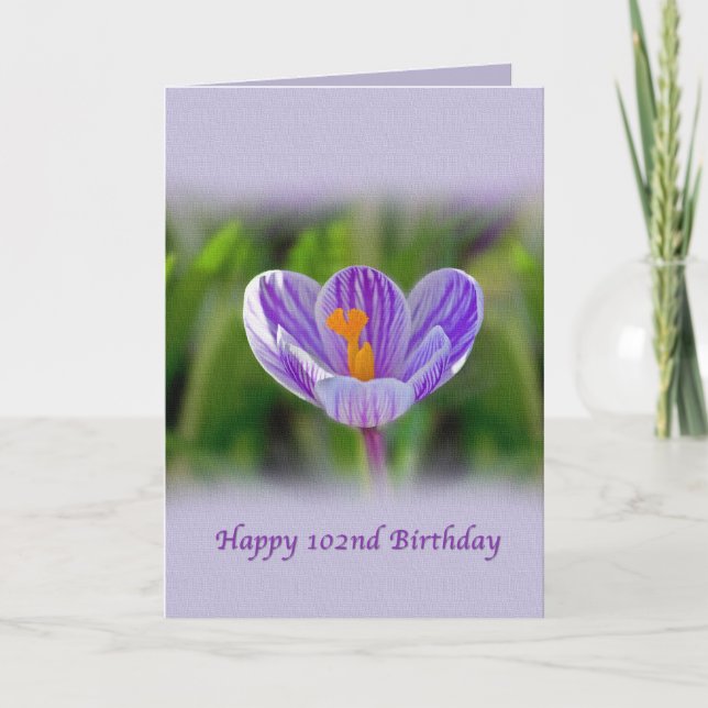 102nd Birthday, Religious, Crocus Flower Card (Front)