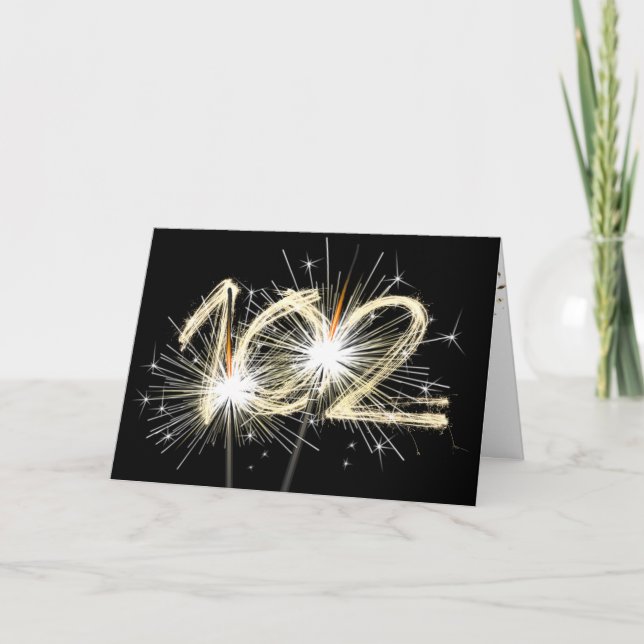 102nd Birthday Sparklers on Black   Card (Front)