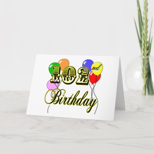 102nd Birthday with Balloons Card (Front)