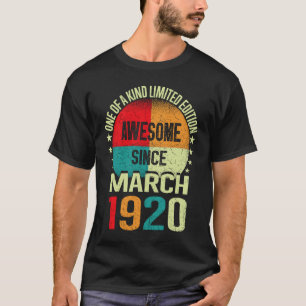 103 Year Awesome Since March 1920 Vintage 103yr Bi T-Shirt