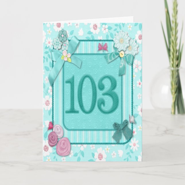 103rd birthday card with flowers (Front)