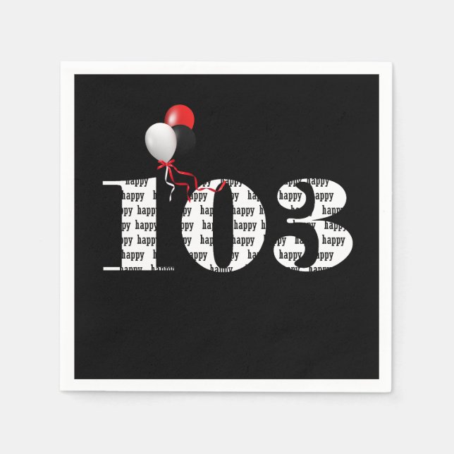 103rd Birthday party balloons Napkin (Front)
