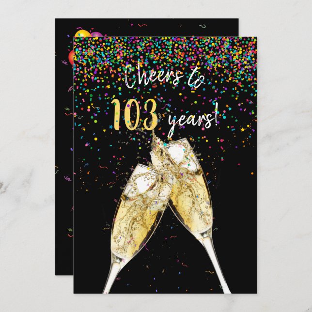 103rd Birthday party Invitation (Front/Back)