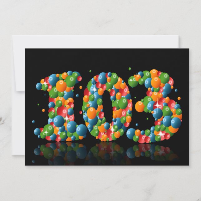 103rd Birthday party, with bubbles and balls Invitation (Front)