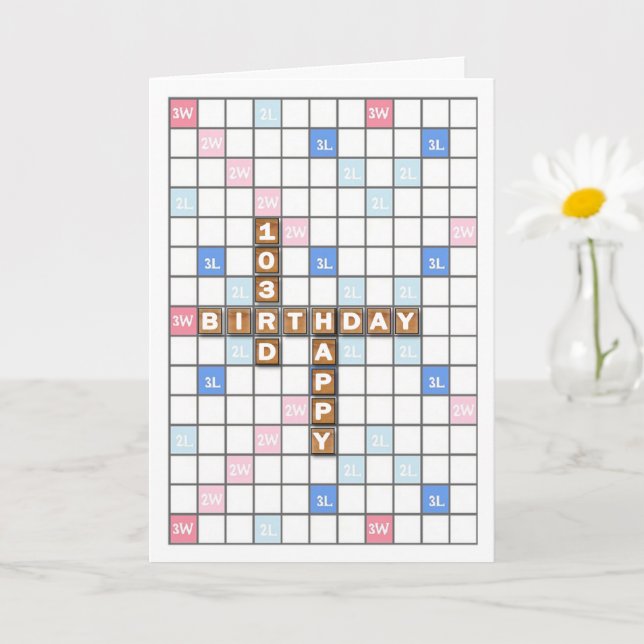 103rd Birthday, Word Game Board Card (Small Plant)