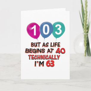 103rd year birthday designs card