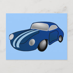 10406-classic-car-vector BLUE CLASSIC CAR GROUND T Postcard