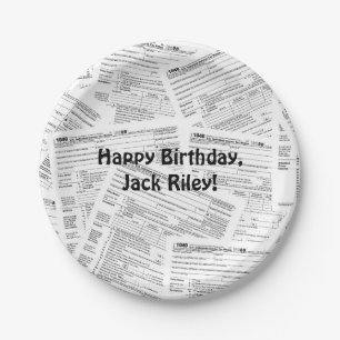 1040 Income Tax form Birthday Paper Plate