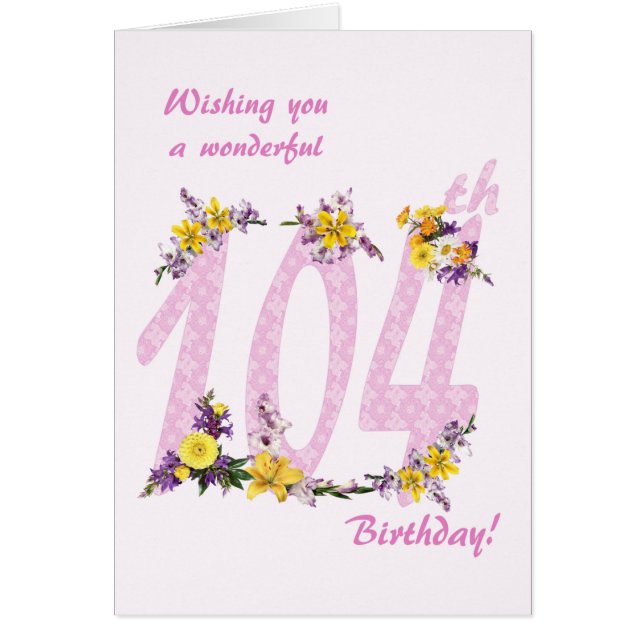 104th Birthday Flower Decorated Numbers (Front)
