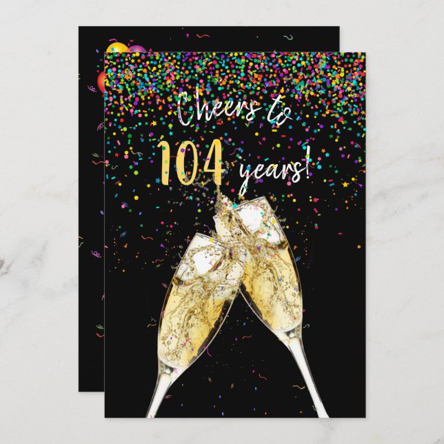 104th Birthday party Invitation (Front/Back)