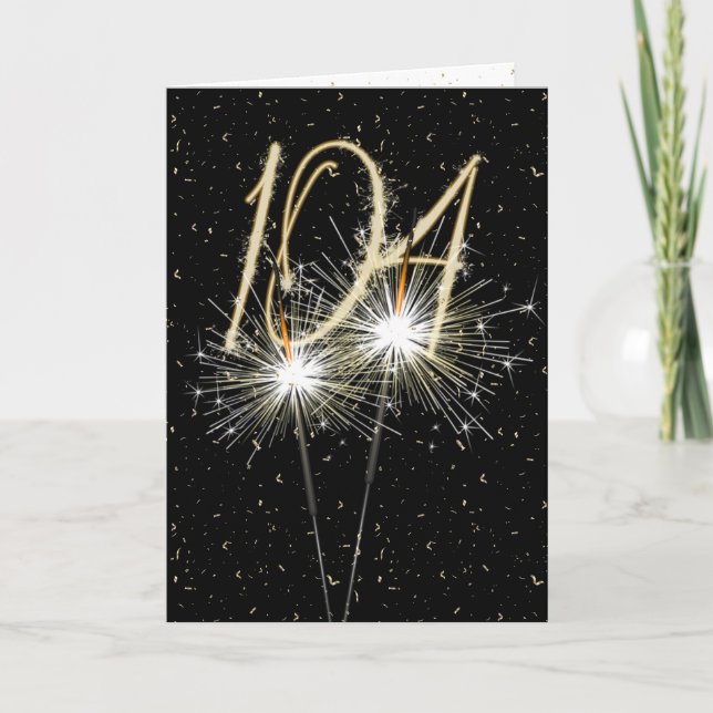 104th Birthday Sparkler on black Card (Front)