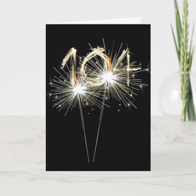 104th Birthday Sparklers on Black Card (Front)