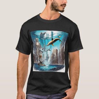 105 Dolphins Underwater City 19 Gift For Dolphin L T-Shirt