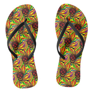 105 - Neon Skull Flip Flops