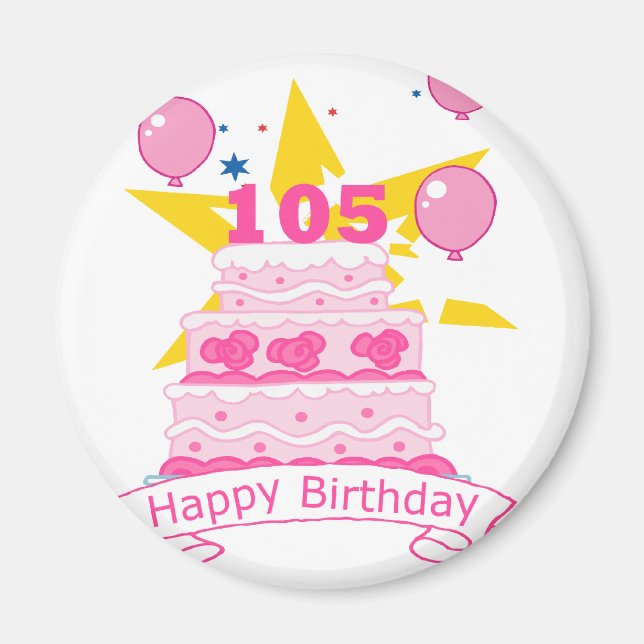 105 Year old Birthday Cake Magnet (Front)