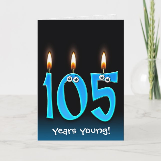105th birthday candles on black card (Front)