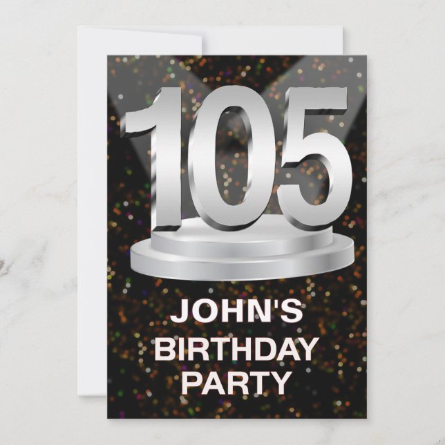 105th Birthday Party Invitation Add a Name (Front)