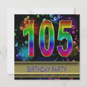 105th Birthday party Invitation with bubbles