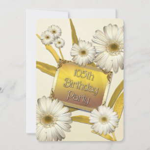 105th Birthday Party Invitation with daisies