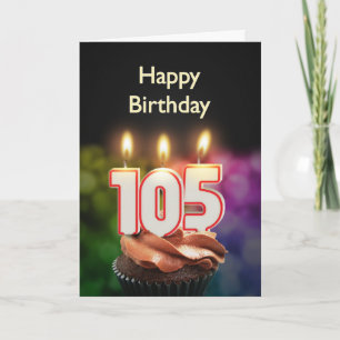 105th Birthday with cake and candles Card