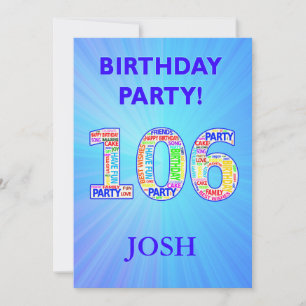 106th Birthday Party Invitation  Words in Letters