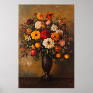 1072 Autumn Flowers And Apples Poster