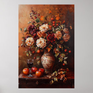 1078 Autumn Flowers And Apples Poster