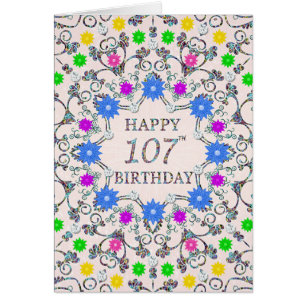 107th Birthday Abstract Flowers 