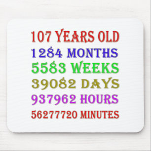 107th Birthday Milestones Mouse Pad