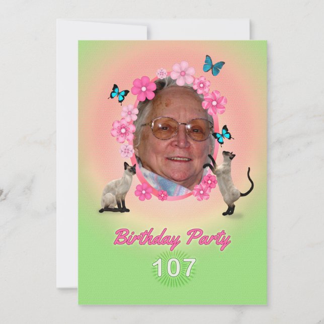 107th Birthday Party Invitation (Front)