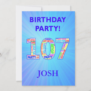 107th Birthday Party Invitation Words in Letters