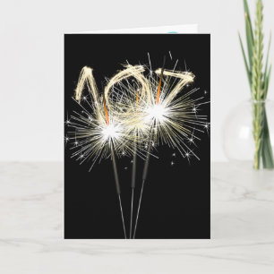 107th Birthday Sparklers on Black Card