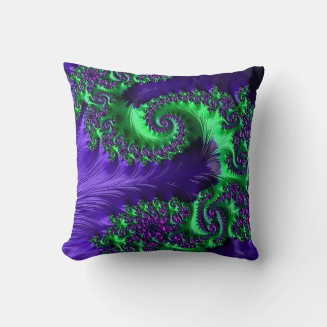 108-33 lime & purple dragon on purple pillow (Front)