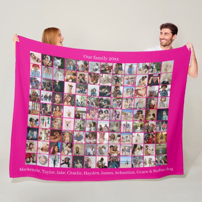 108 Photo Collage and Text Personalised DIY Custom Fleece Blanket (In Situ)