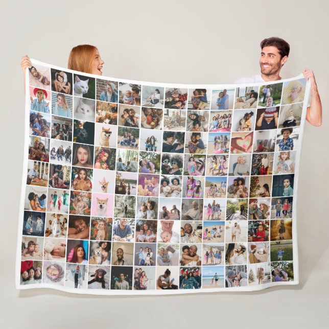 108 Photo Collage  Unique Personalised DIY Custom Fleece Blanket (In Situ)