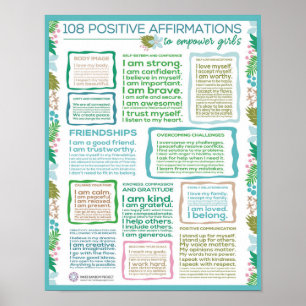 108 Positive Affirmations to Empower Girls Poster