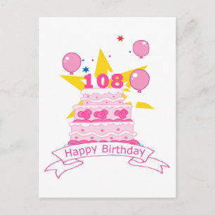108 Year old Birthday Cake Postcard
