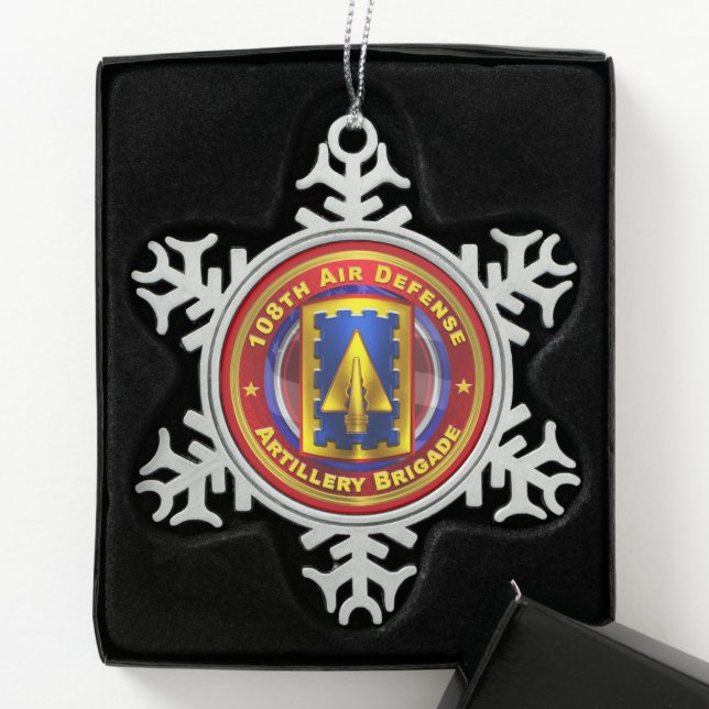 108th Air Defence Artillery Brigade   Snowflake Pewter Christmas Ornament (Box)