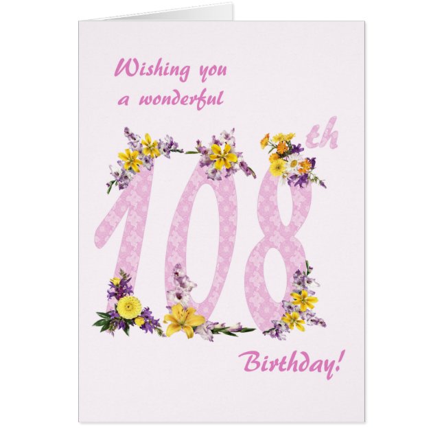 108th Birthday Flower Decorated Numbers (Front)