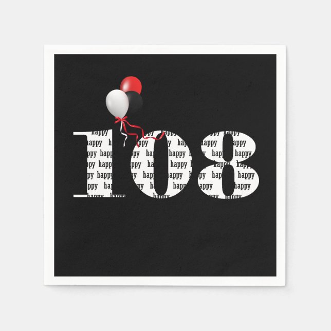 108th Birthday party balloons Napkin (Front)