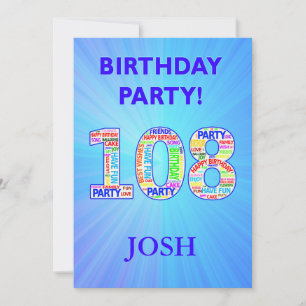 108th Birthday Party Invitation Words in Letters