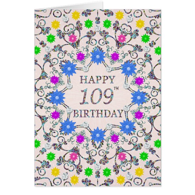 109th Birthday Abstract Flowers  (Front)
