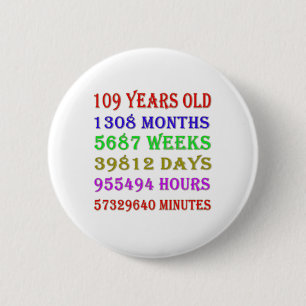 109th Birthday Milestones 6 Cm Round Badge