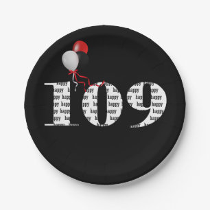 109th birthday party balloons paper plate